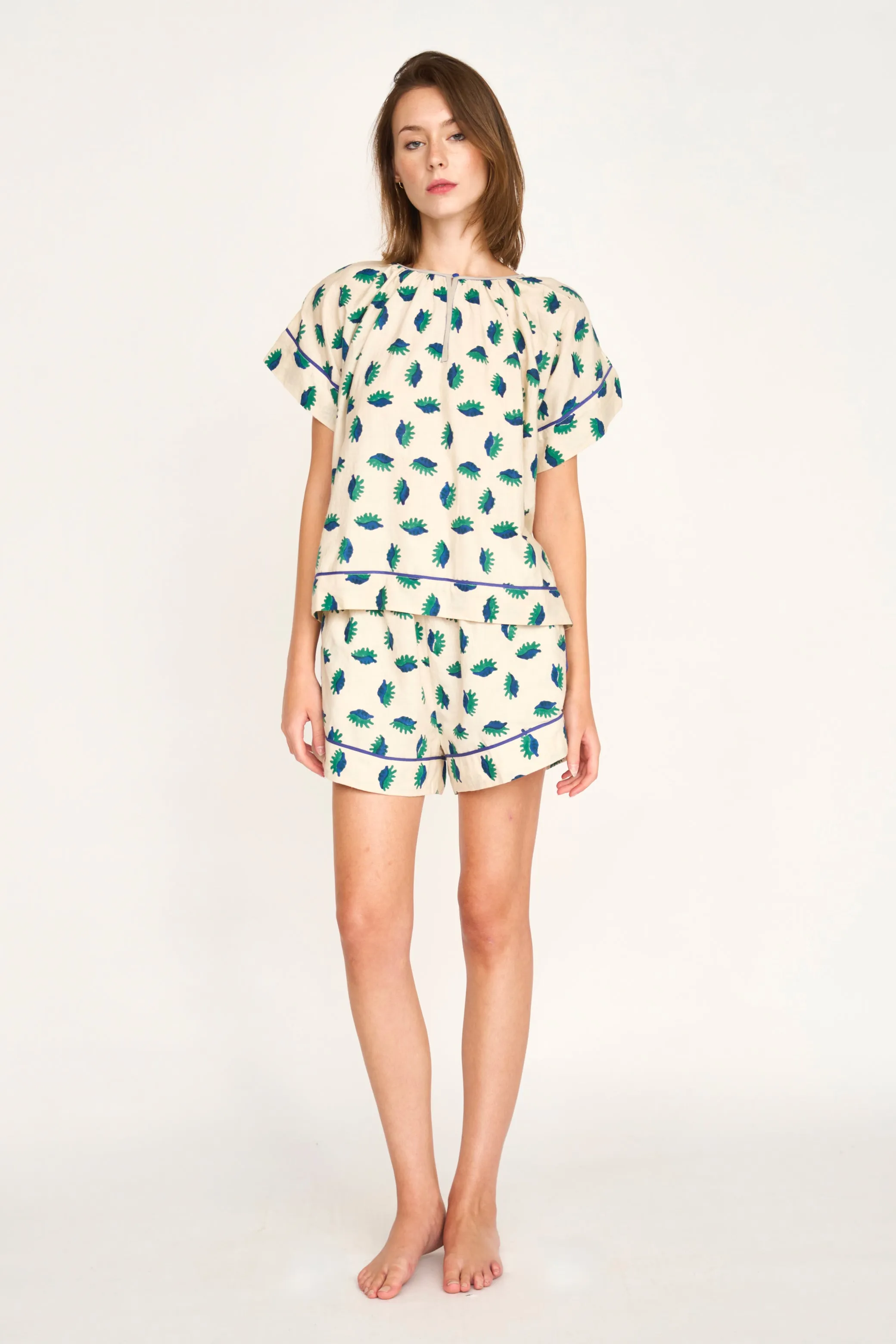 Pajama Short Set in Tide Pool sold by Mirth product image thumbnail 3