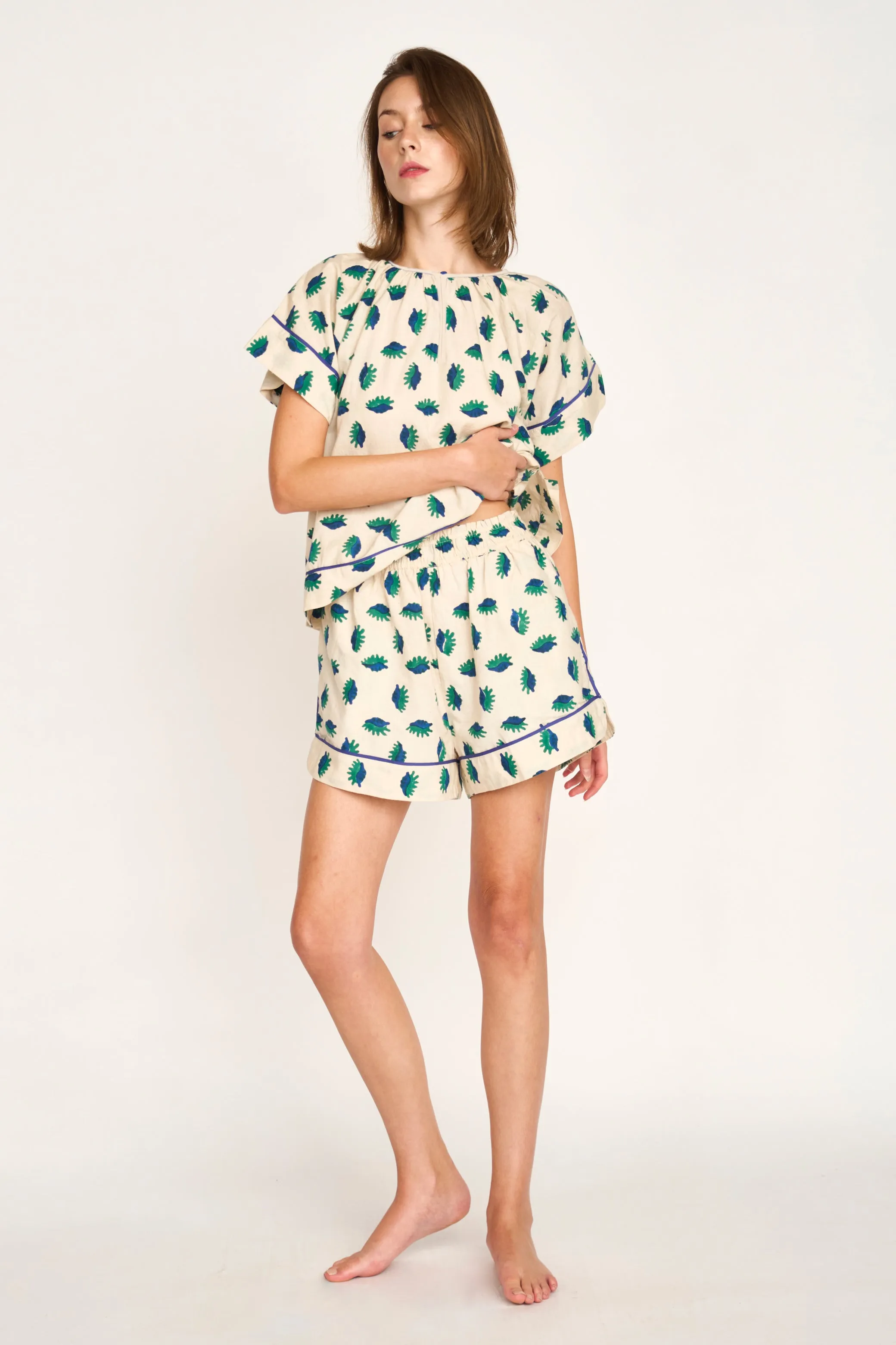 Pajama Short Set in Tide Pool sold by Mirth product image thumbnail 4