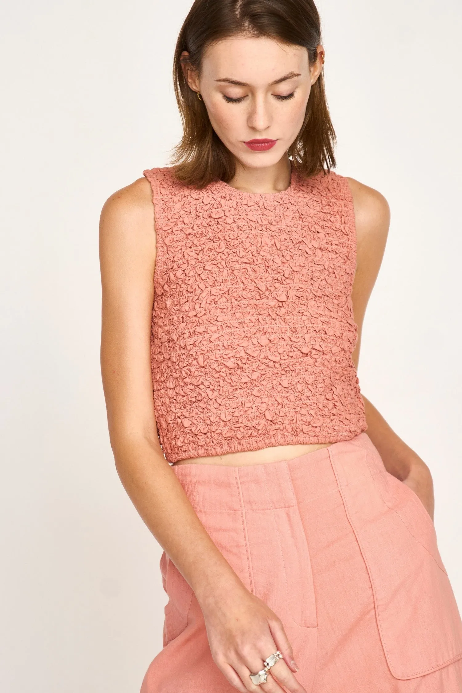 Lucia Smocked Top in Pomelo sold by Mirth product image thumbnail 3