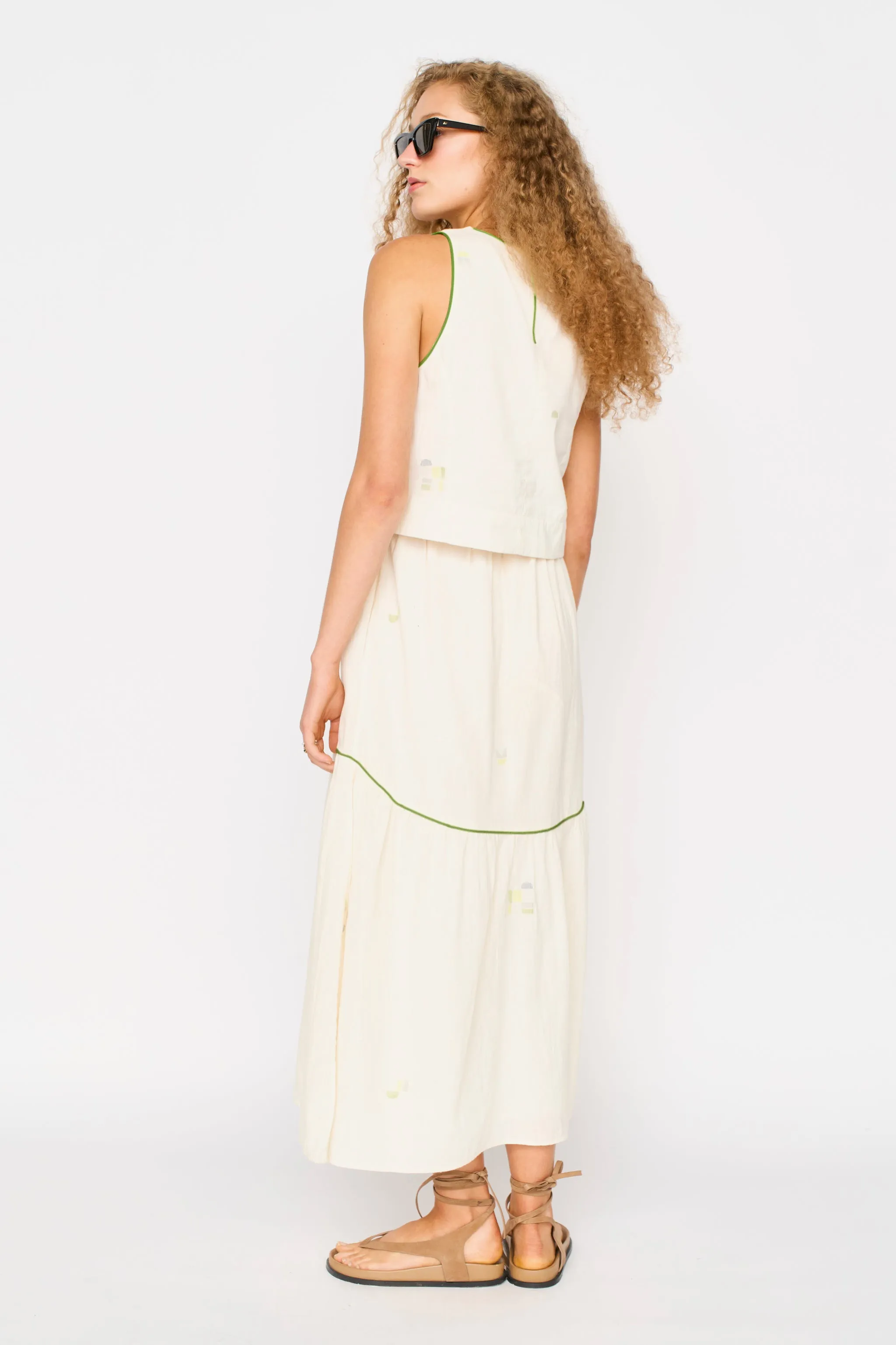 Santanyi Tank in Lime Jamdani sold by Mirth product image thumbnail 4