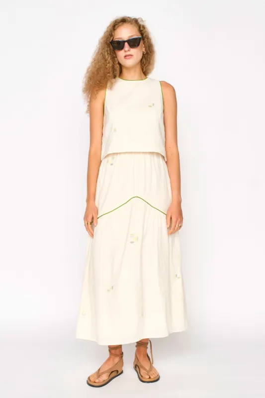 Santanyi Tank in Lime Jamdani sold by Mirth