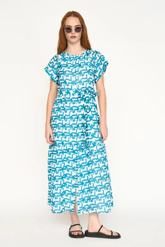 Vienna Maxi Dress in Azure Popova made by Mirth