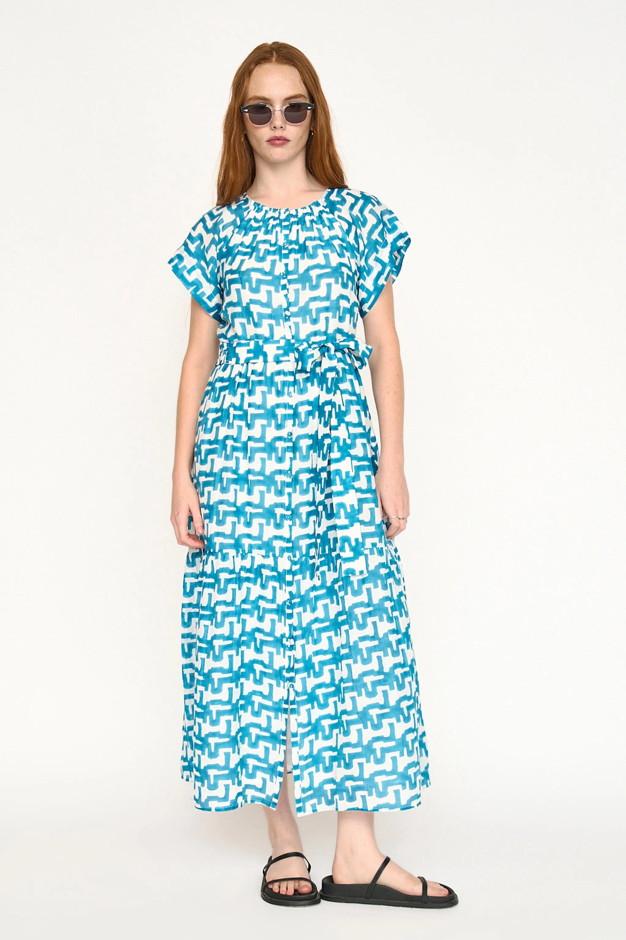 Vienna Maxi Dress in Azure Popova sold by Mirth