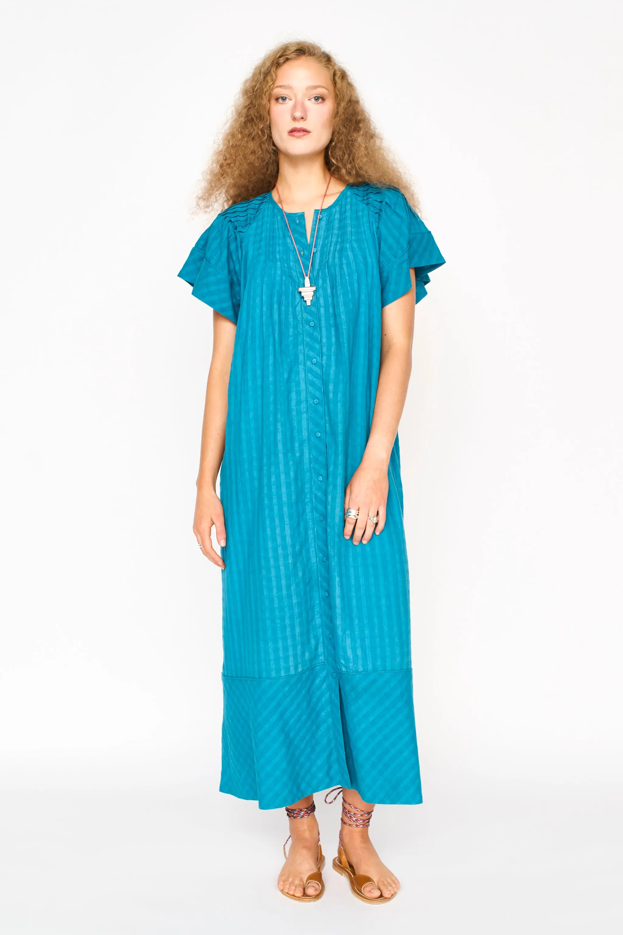 Vienna Pintuck Dress in Azure Dobby sold by Mirth product image thumbnail 2