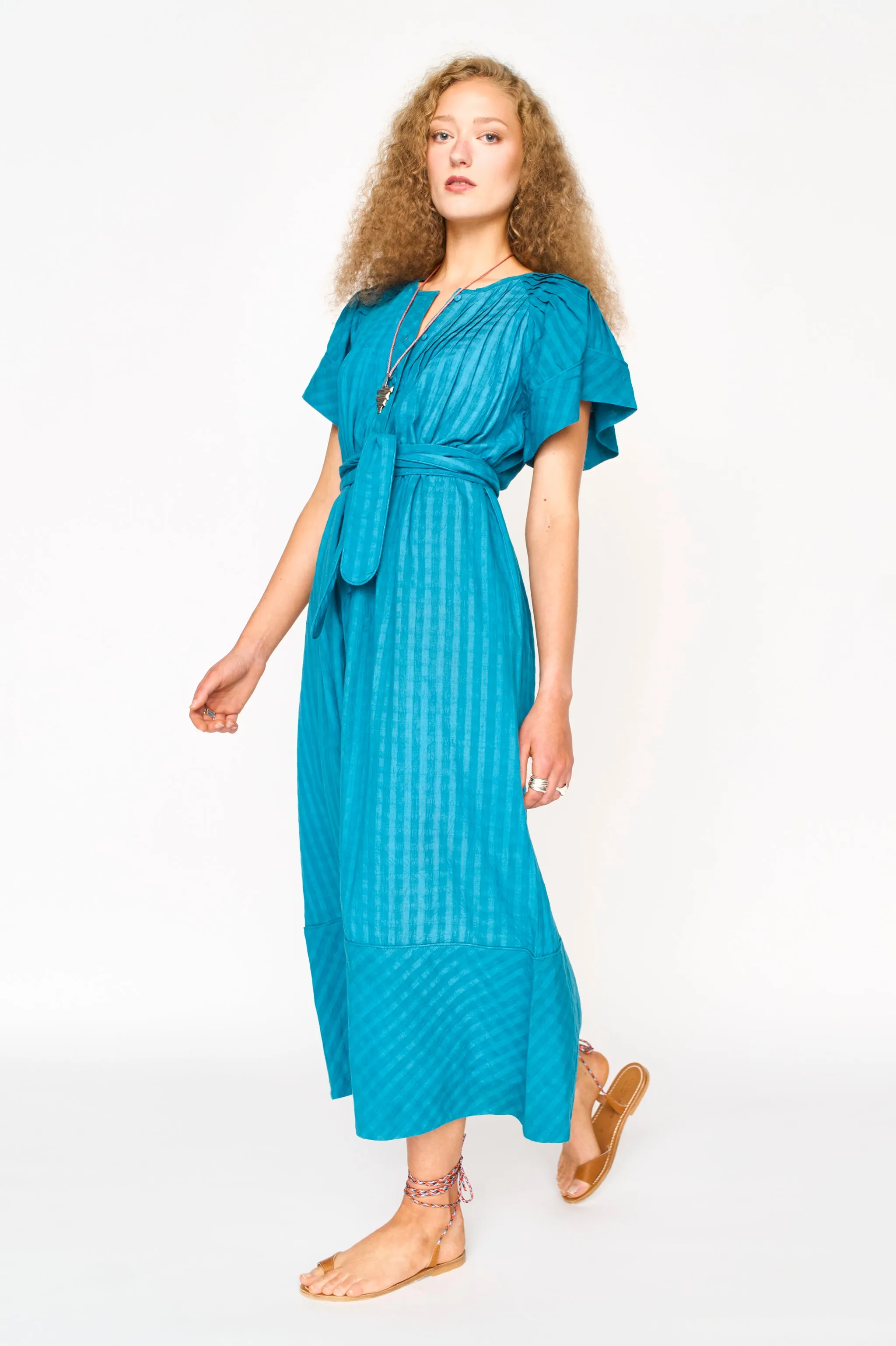 Vienna Pintuck Dress in Azure Dobby sold by Mirth product image thumbnail 4