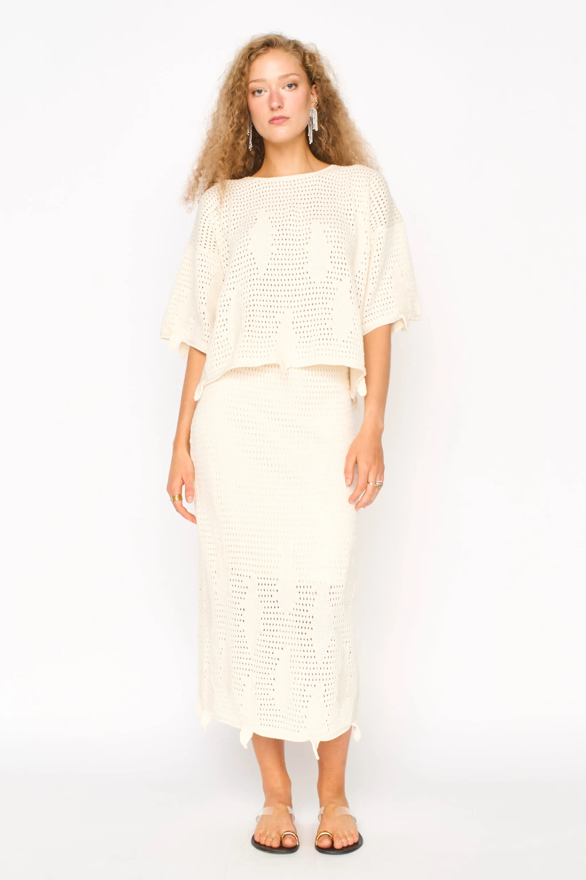 Lokaro Pointelle Top in Bone sold by Mirth product image thumbnail 5