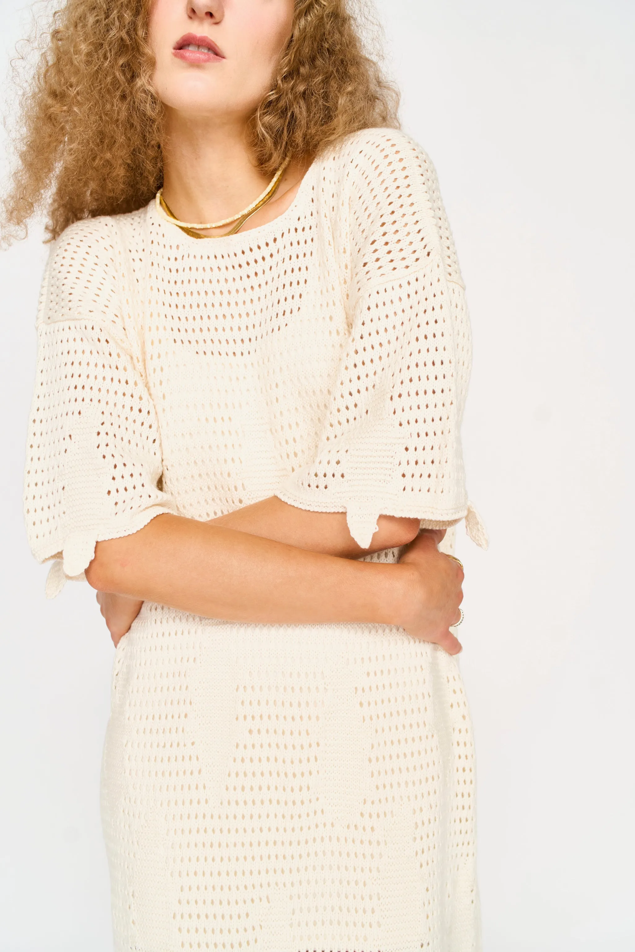 Madagascar Pointelle Dress in Bone sold by Mirth product image thumbnail 5