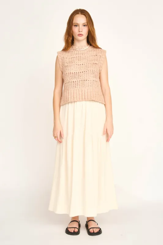 Brighton Silk Skirt in Cream made by Mirth