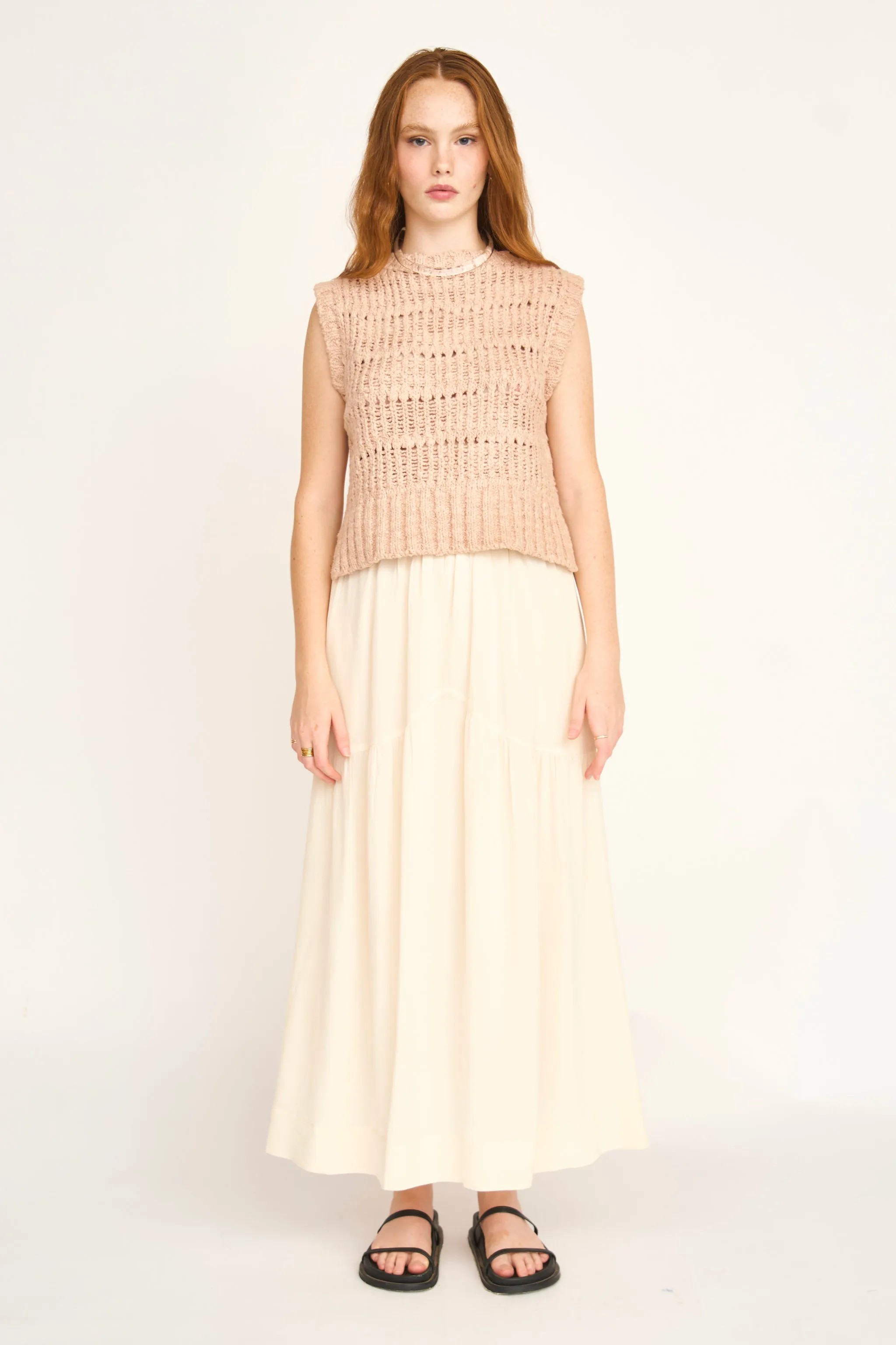 Brighton Silk Skirt in Cream sold by Mirth