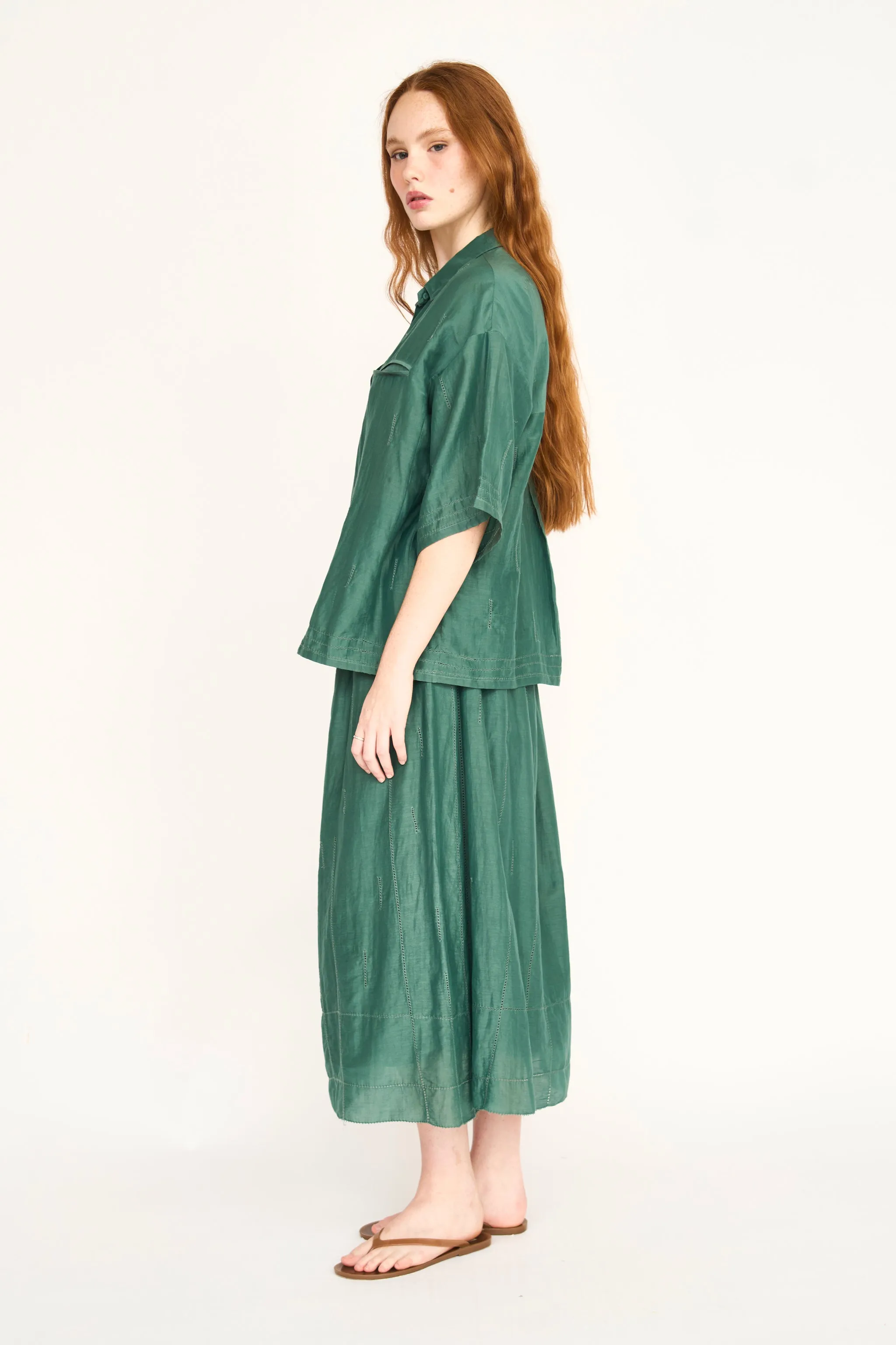 Kyoto Short Sleeved Shirt in Verdure sold by Mirth product image thumbnail 3