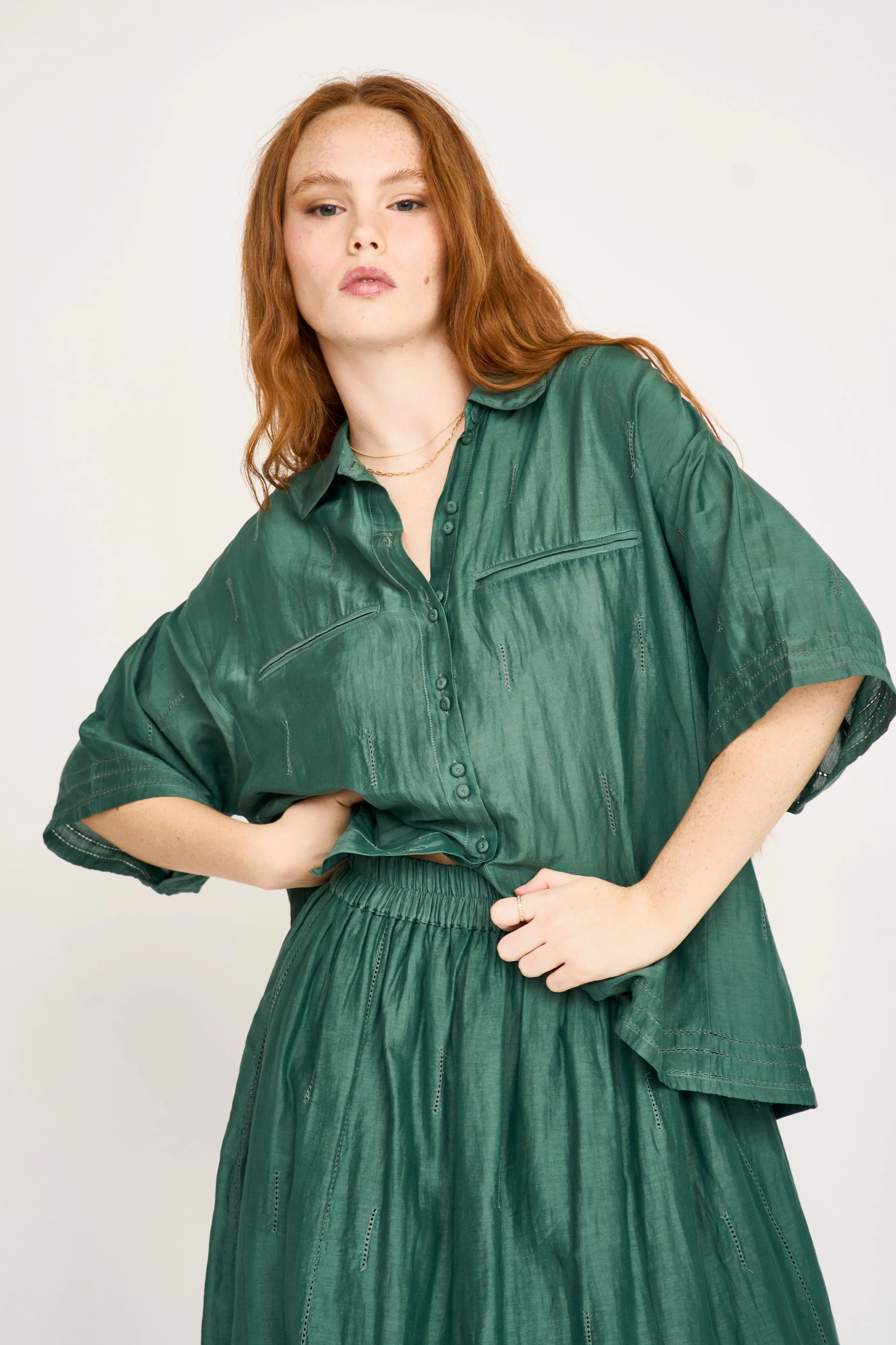 Kyoto Short Sleeved Shirt in Verdure sold by Mirth product image thumbnail 2