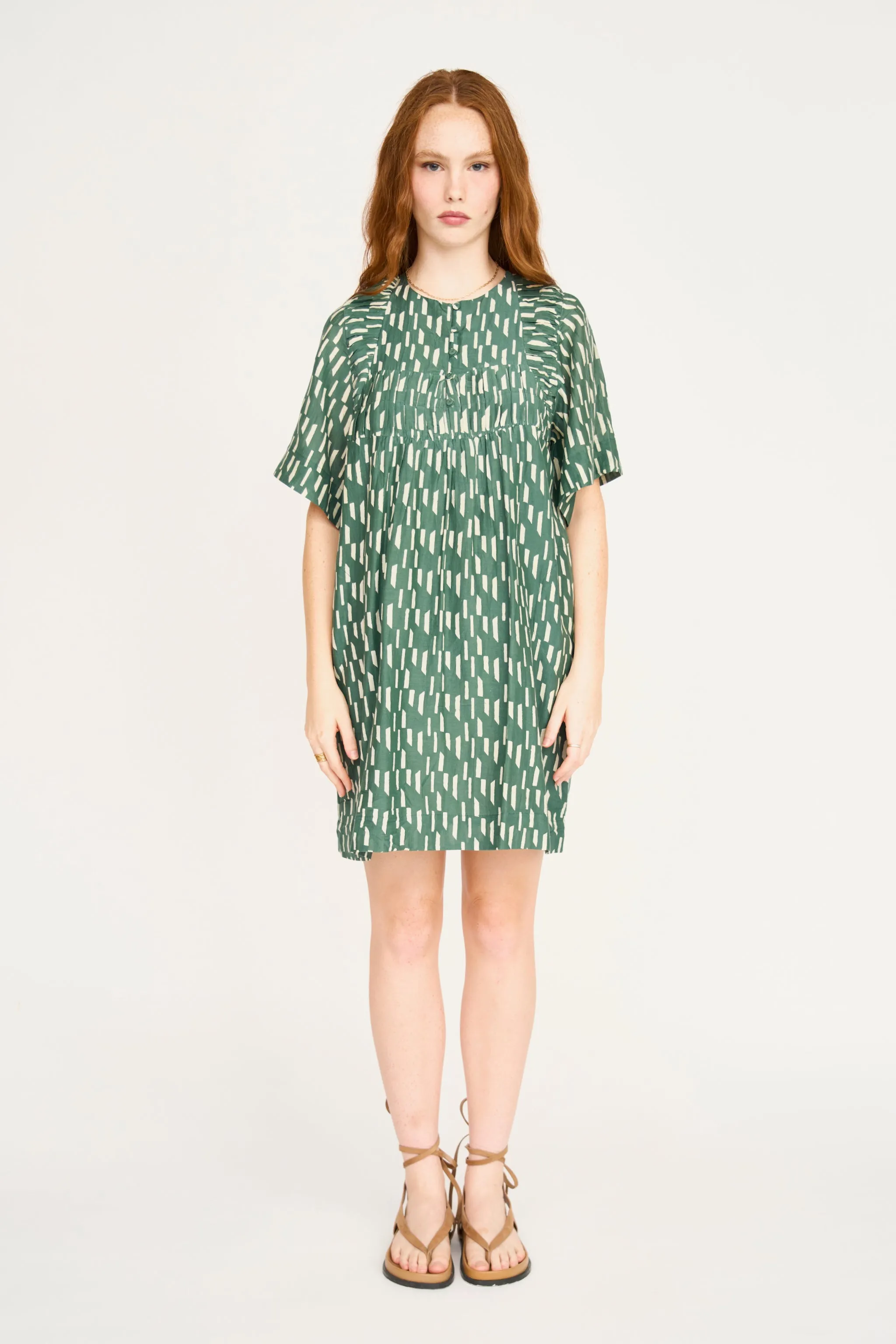 Marrakesh Dress in Verdure Rainfall sold by Mirth
