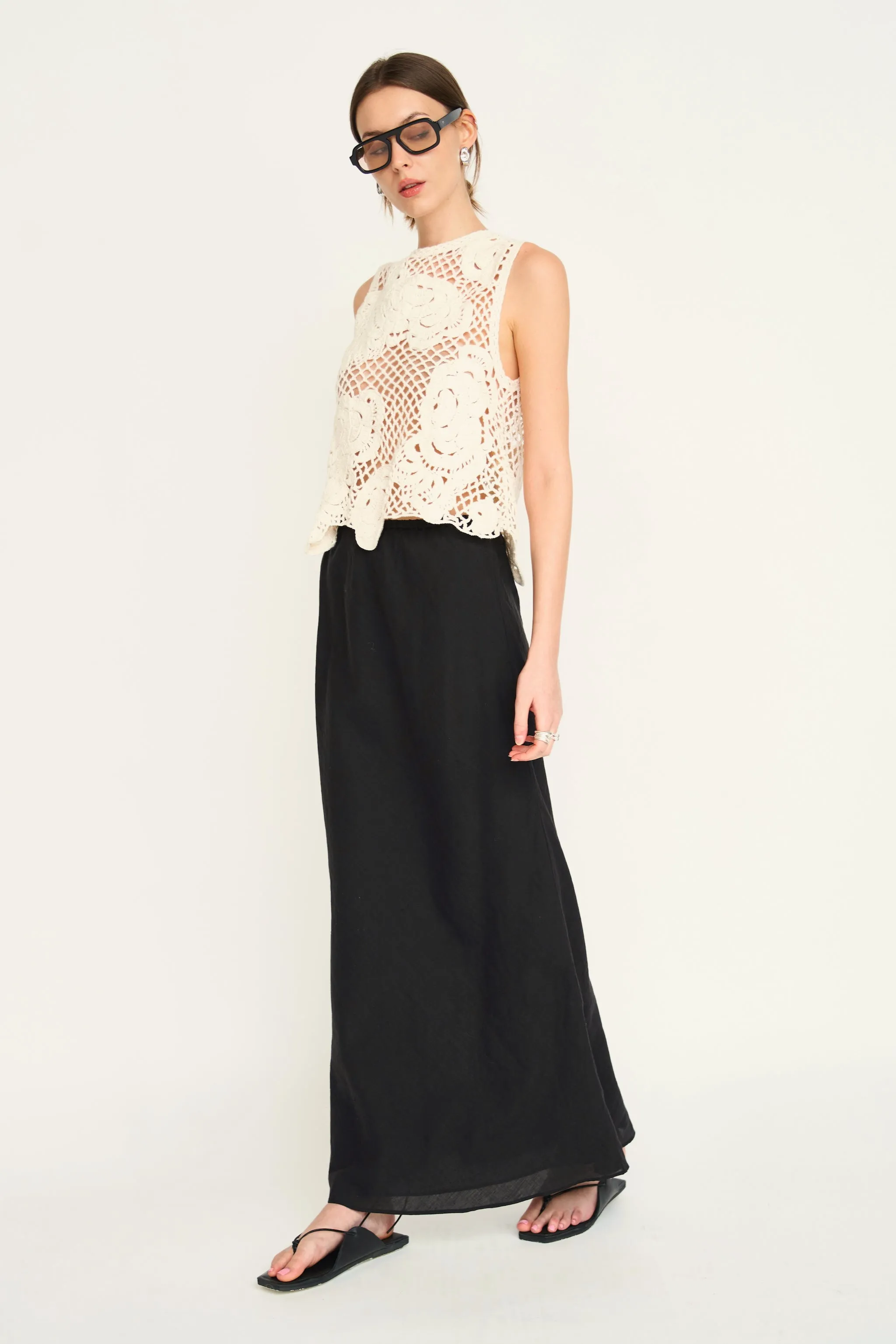 Santander Skirt in Black Linen (Starts Shipping June 20th) sold by Mirth product image thumbnail 2