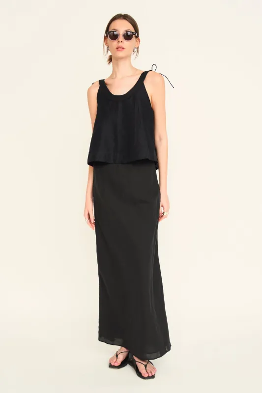 Santander Skirt in Black Linen made by Mirth