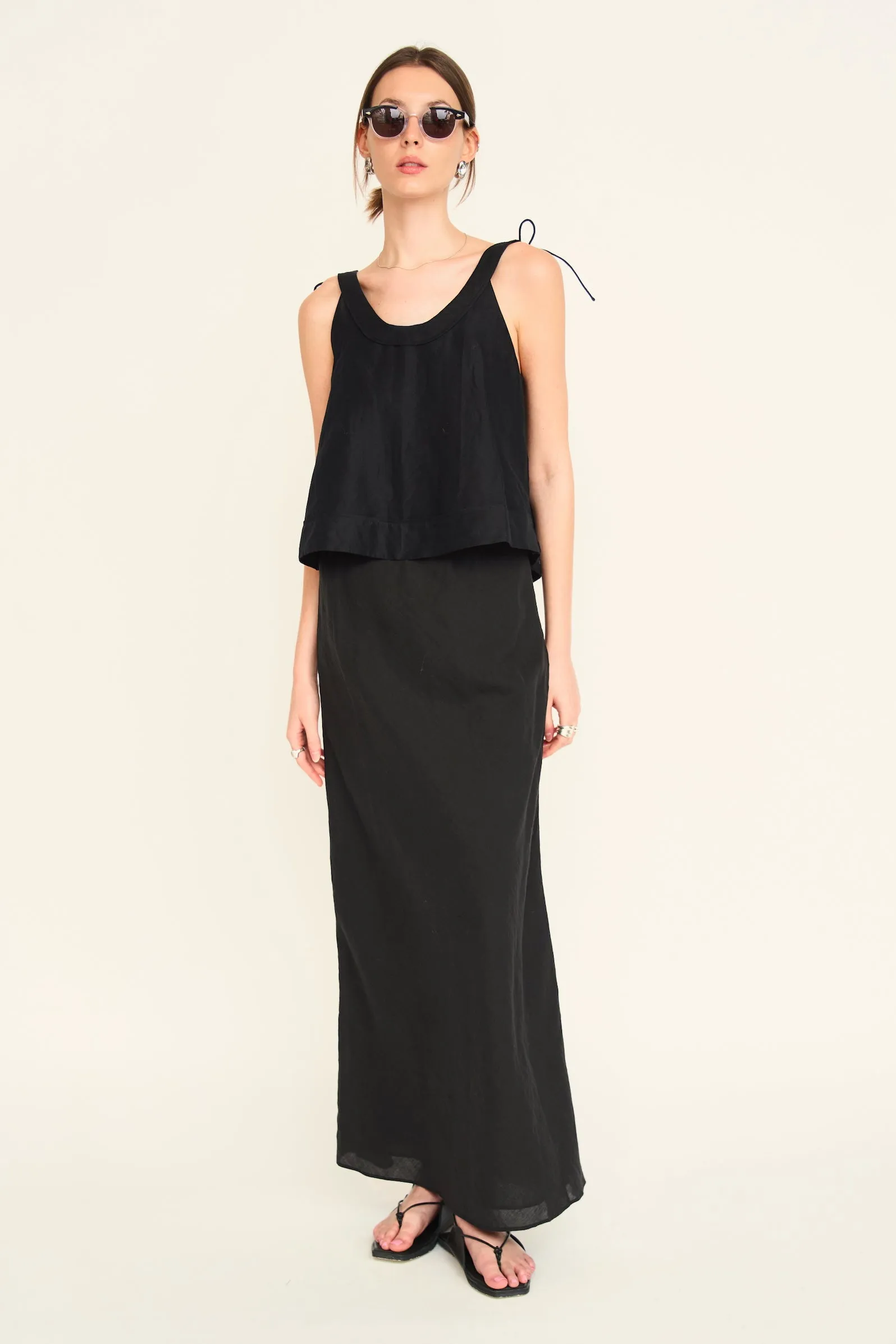 Santander Skirt in Black Linen (Starts Shipping June 20th) sold by Mirth