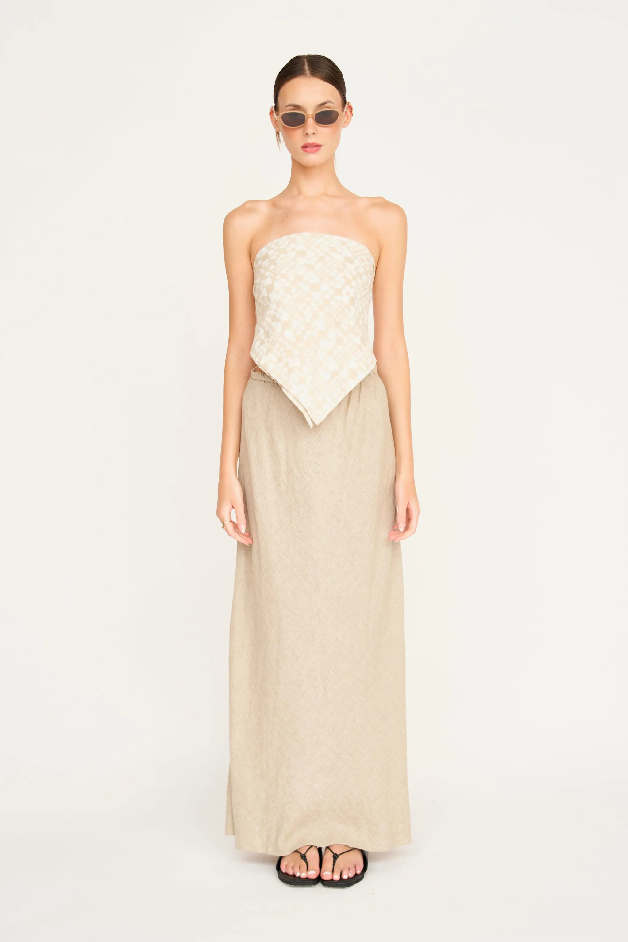 Santander Skirt in Natural Linen sold by Mirth