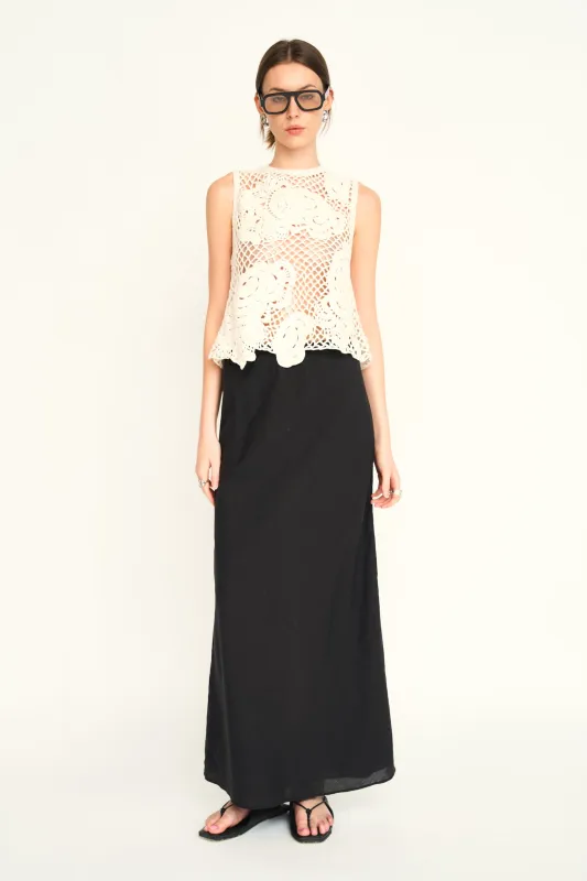 Santanyi Crochet Floral Tank in Cream made by Mirth