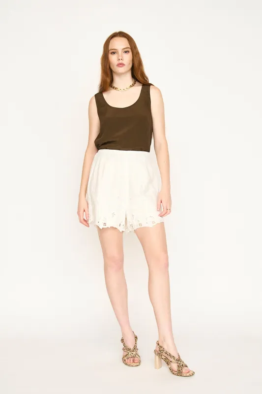 Loreto Silk Tank in Chocolate made by Mirth