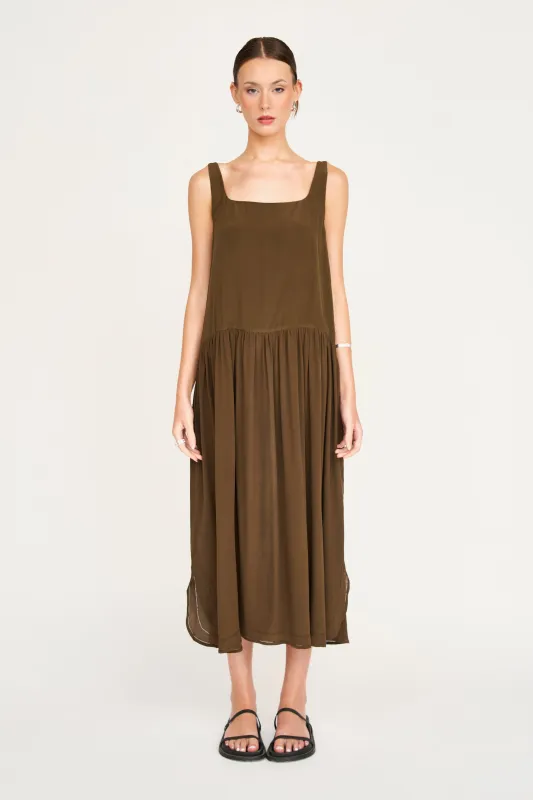 Sheridan Silk Dress in Chocolate made by Mirth