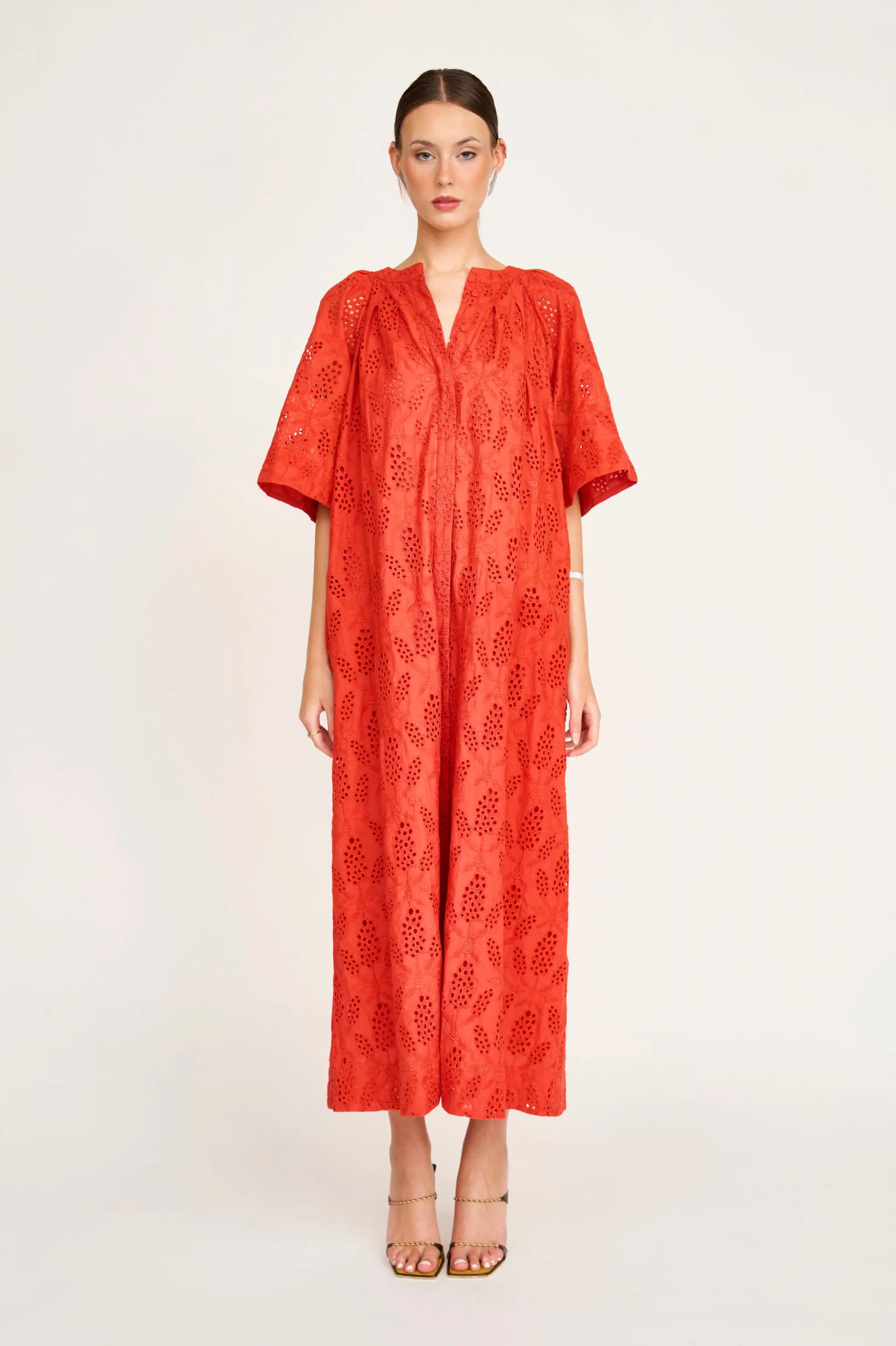 Somerset Dress in Chili Hyacinth Eyelet sold by Mirth product image thumbnail 5