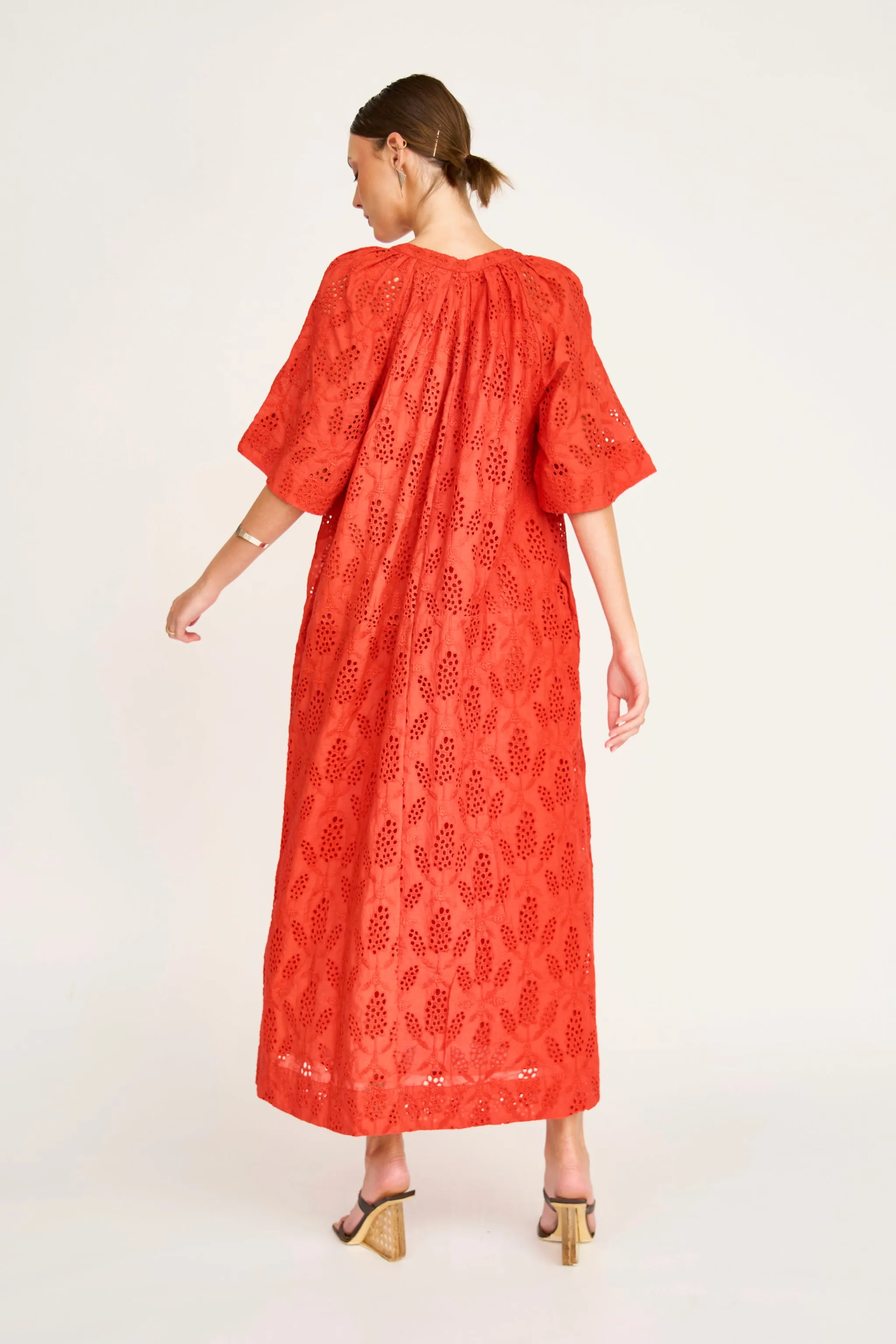 Somerset Dress in Chili Hyacinth Eyelet sold by Mirth product image thumbnail 4