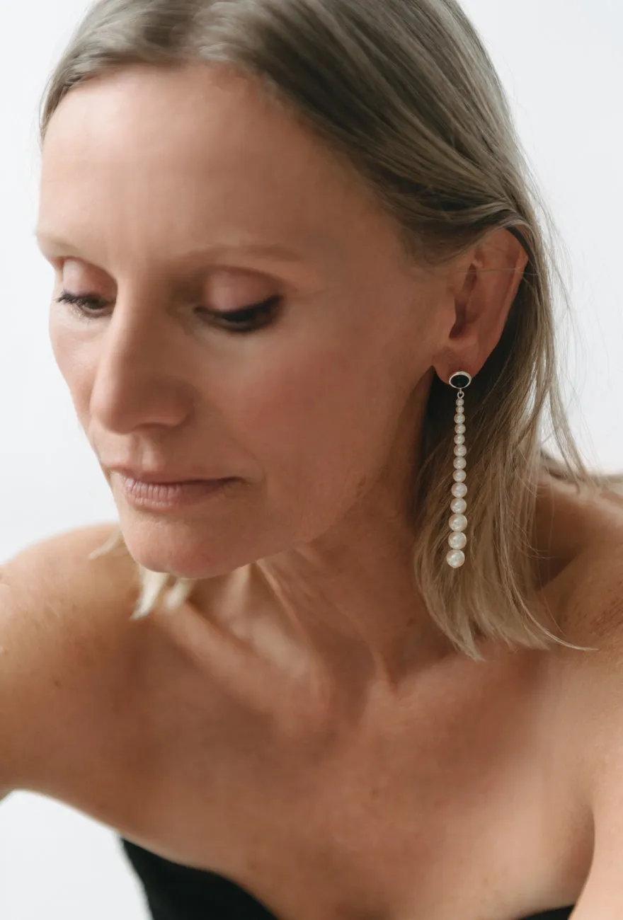 Bernice Earrings Pearl & Black Onyx sold by Maslo product image thumbnail 2