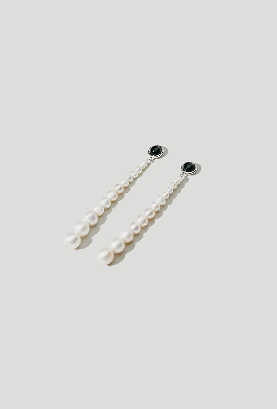 Bernice Earrings Pearl & Black Onyx sold by Maslo