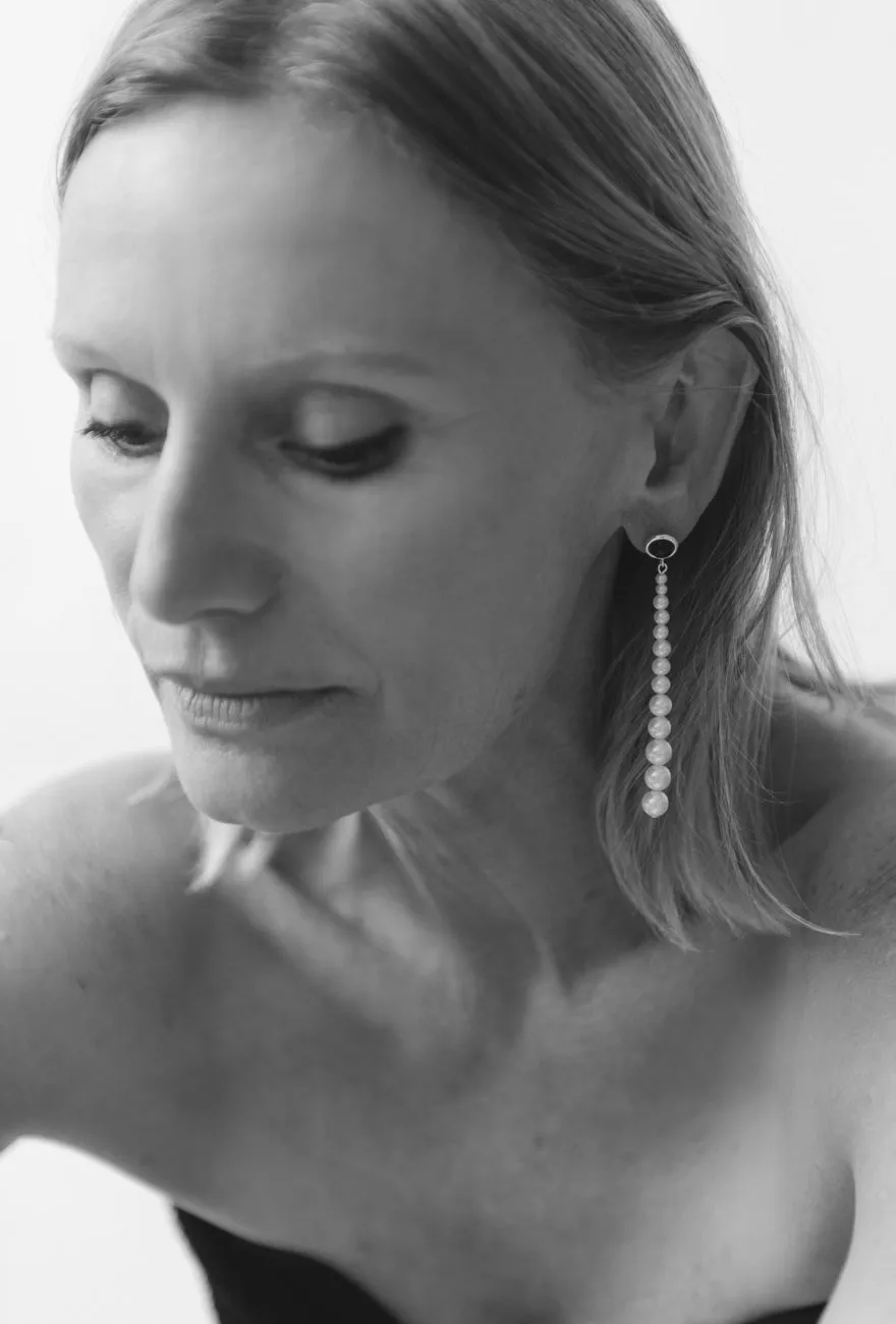 Bernice Earrings Pearl & Black Onyx sold by Maslo product image thumbnail 4