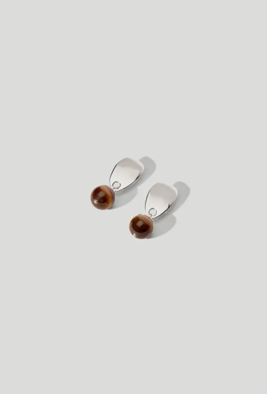 Cecilia Earrings Tigers Eye Sterling Silver sold by Maslo