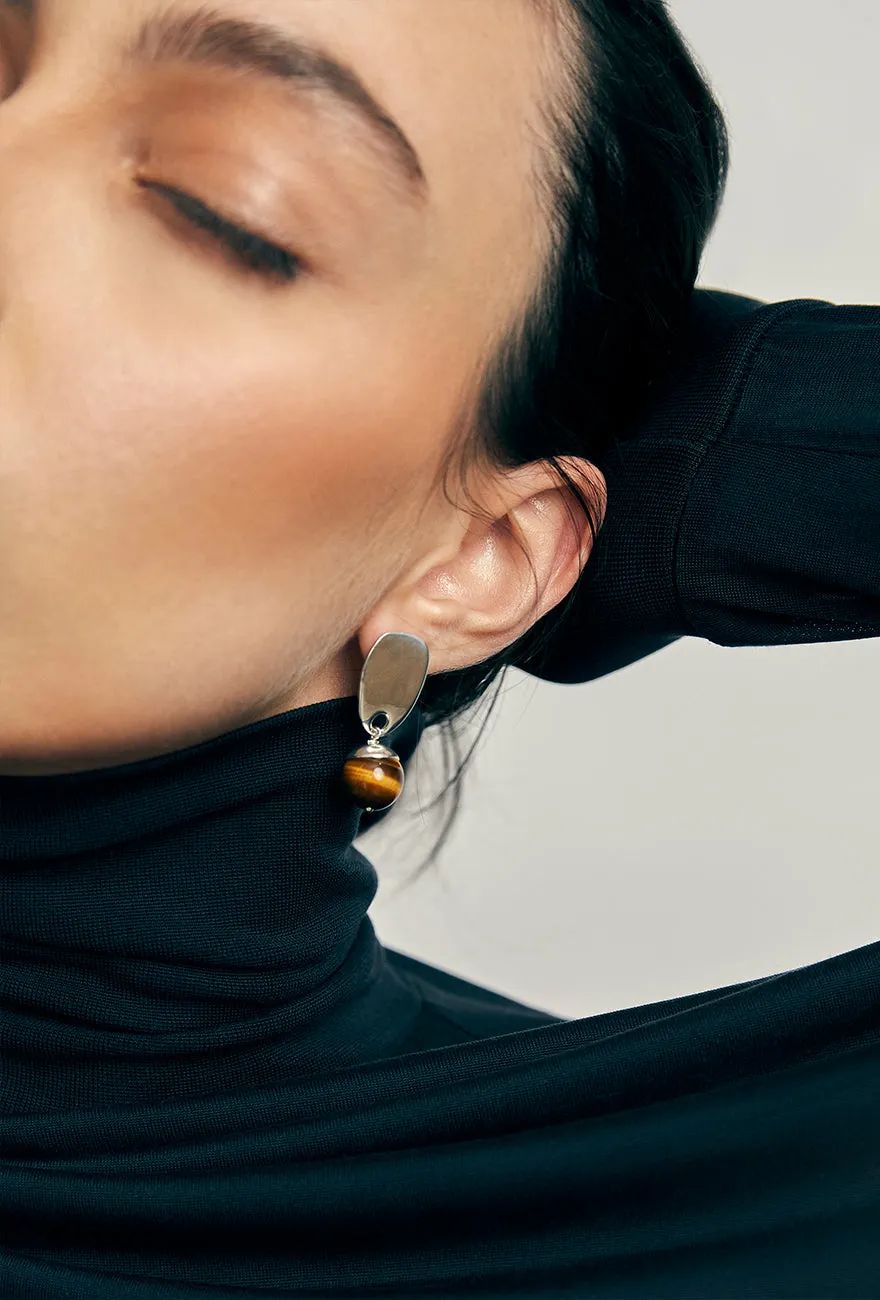 Cecilia Earrings Tigers Eye Sterling Silver sold by Maslo product image thumbnail 2