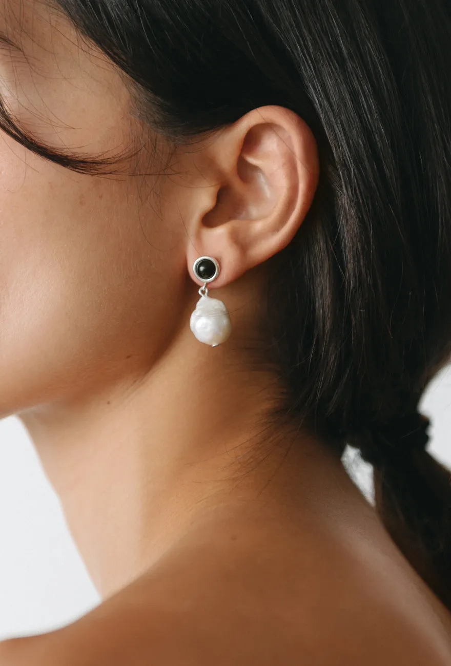 Laurel Baroque Pearl Earrings Sterling Silver / Black Onyx sold by Maslo product image thumbnail 2