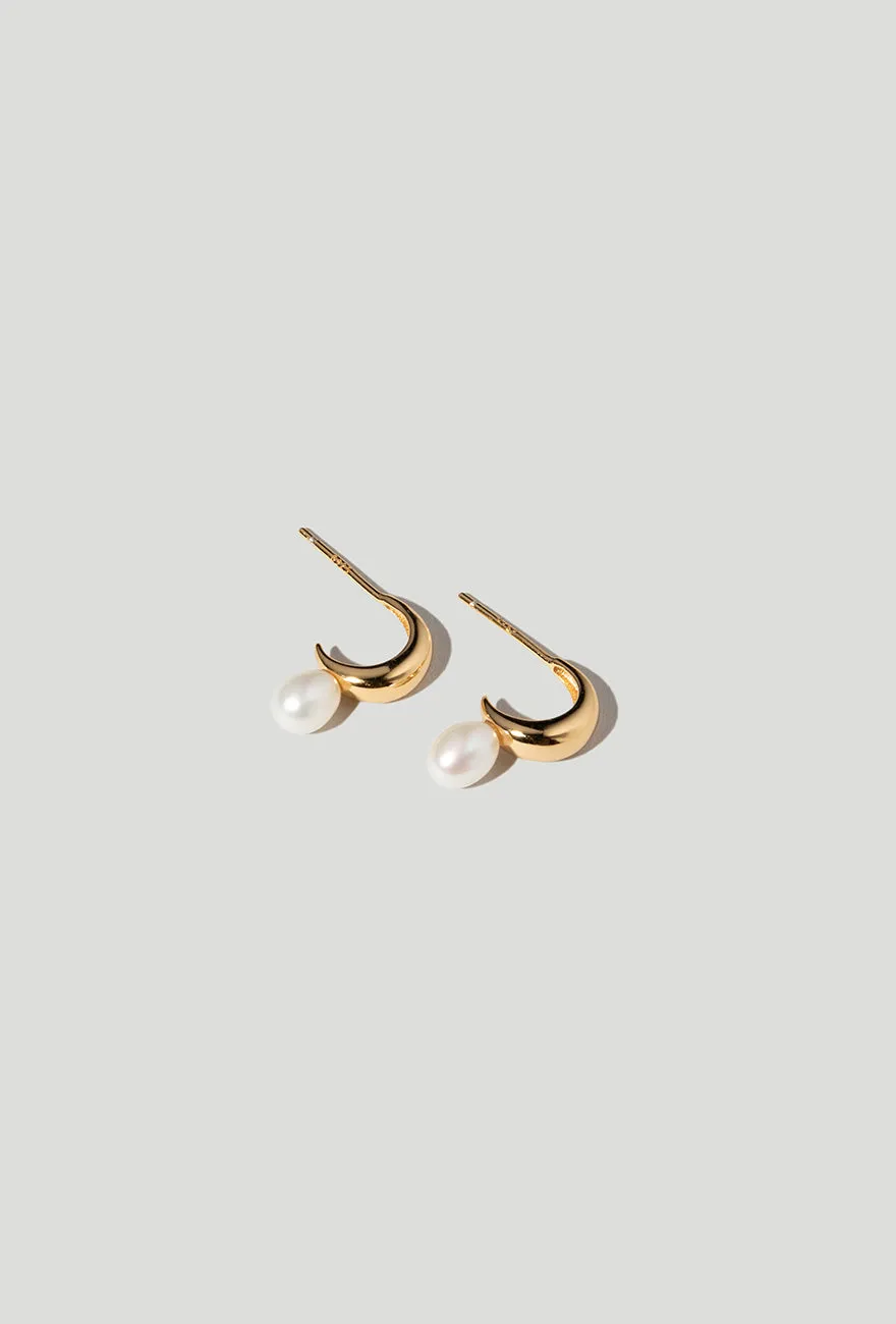 Mini Pearl Hoop Earrings Gold sold by Maslo
