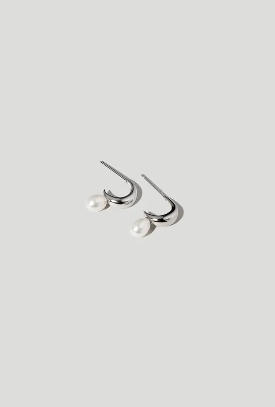 Mini Pearl Hoop Earrings sold by Maslo