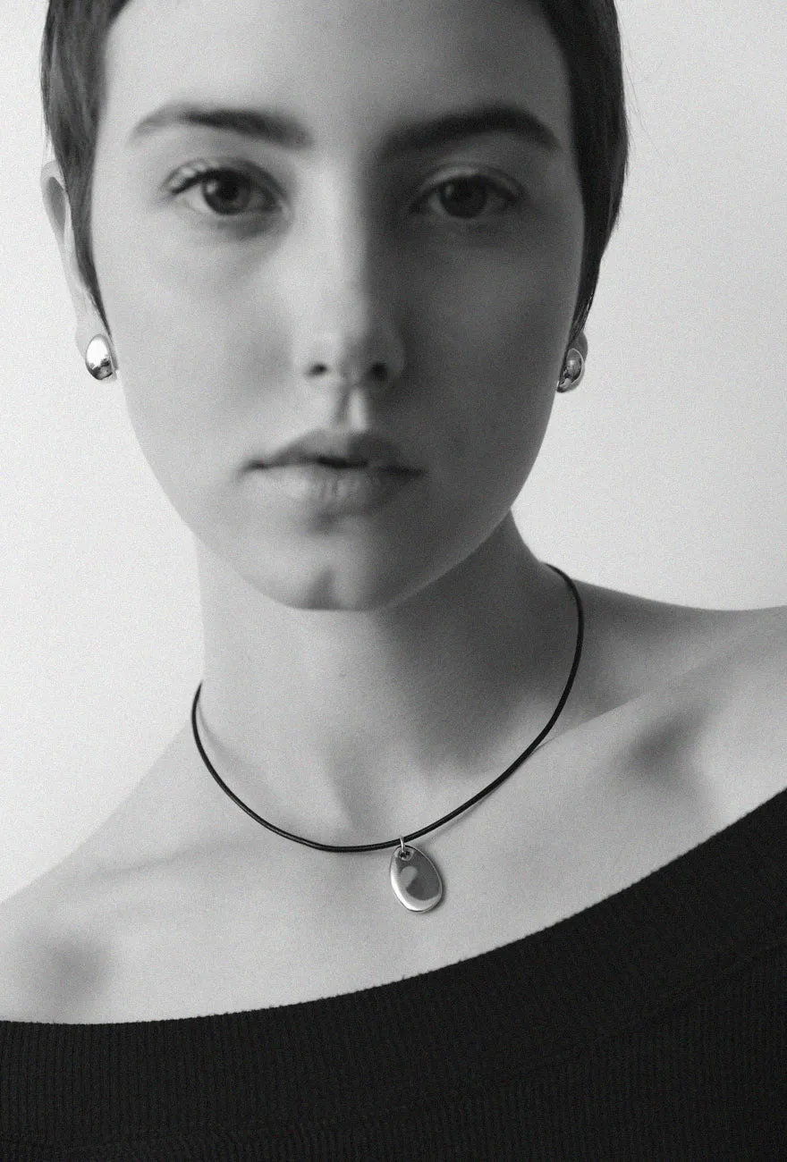 Small Pebble Pendant Necklace Sterling Silver Cord sold by Maslo product image thumbnail 4