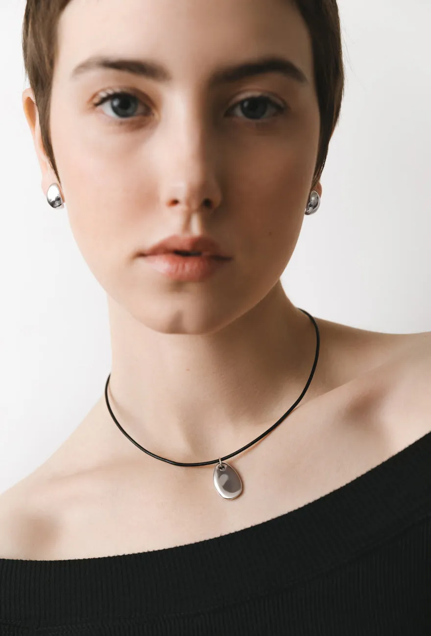 Small Pebble Pendant Necklace Sterling Silver Cord sold by Maslo product image thumbnail 2