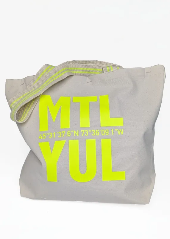 Cotton Tote Bag - MTL/YUL - Yellow Strap sold by Bodybag by Jude