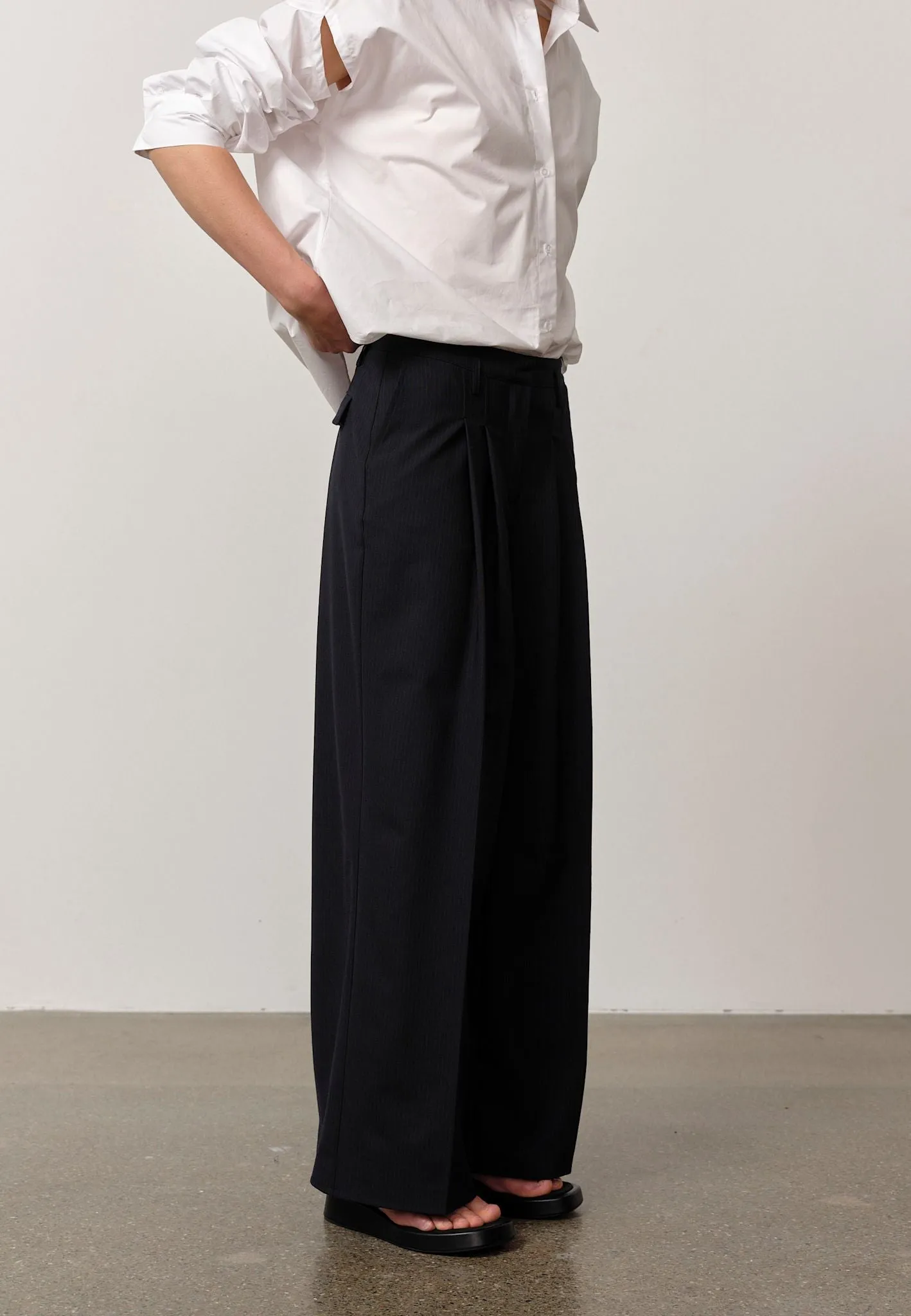 Lotus Pants - Navy Pinstripe sold by Birgitte Herskind