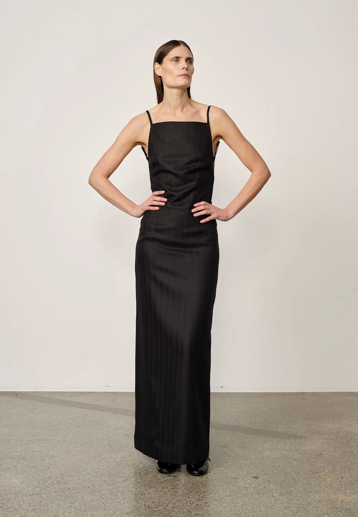 Luca Wool Dress - Black Pinstripe sold by Birgitte Herskind