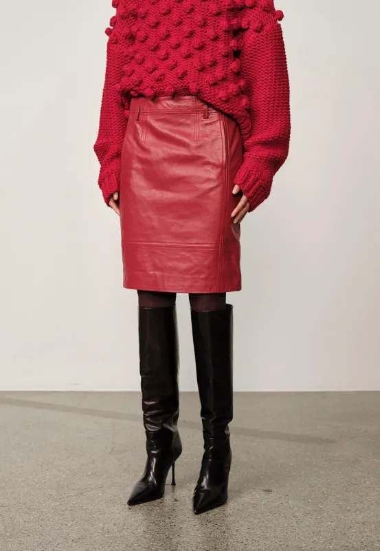 Dina Leather Skirt - Red sold by Birgitte Herskind