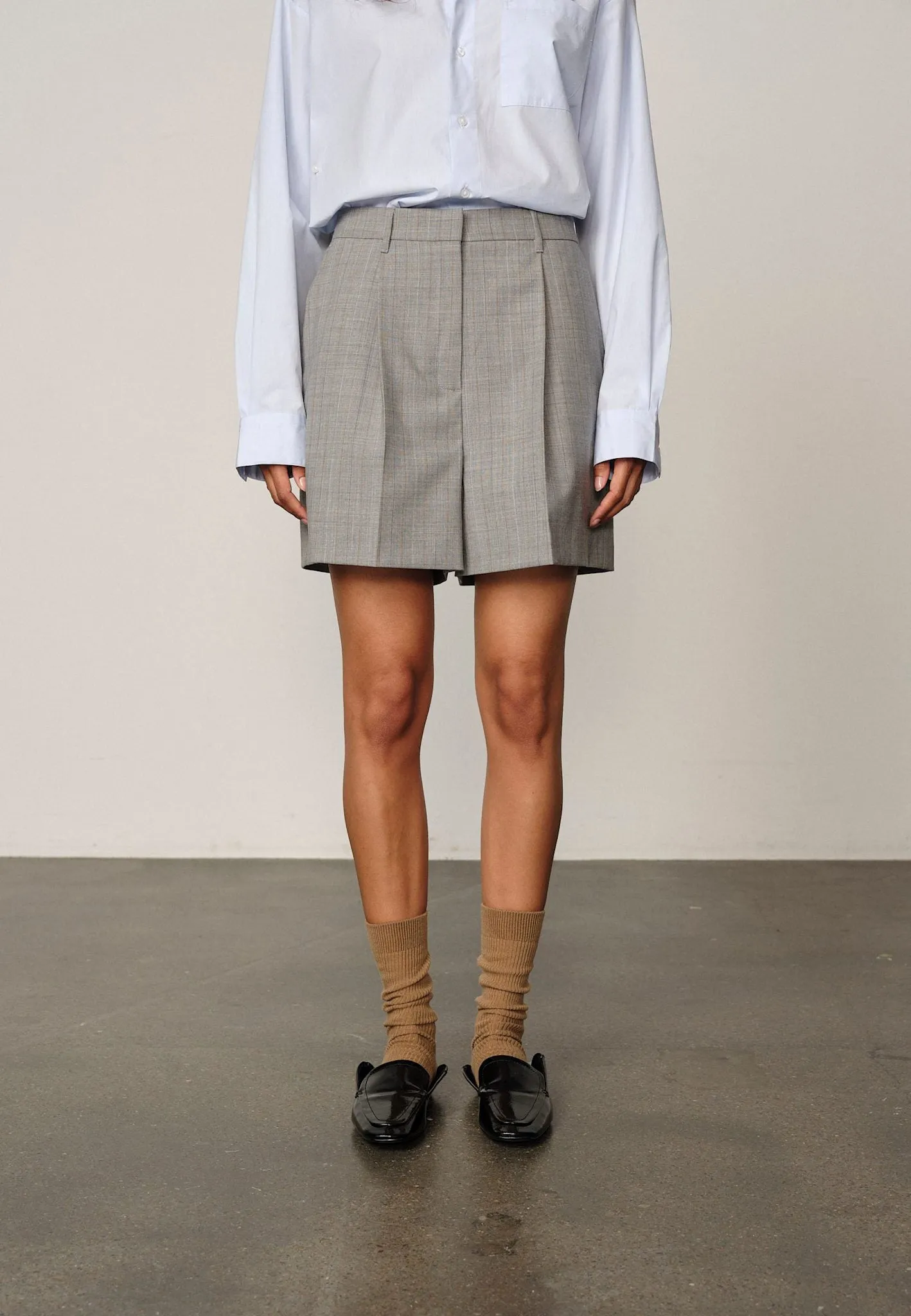 Reggy Shorts - Light Grey Pinstripe sold by Birgitte Herskind