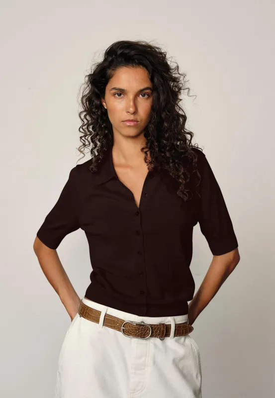 Kaspar Knit Cardigan - Mahogany sold by Birgitte Herskind