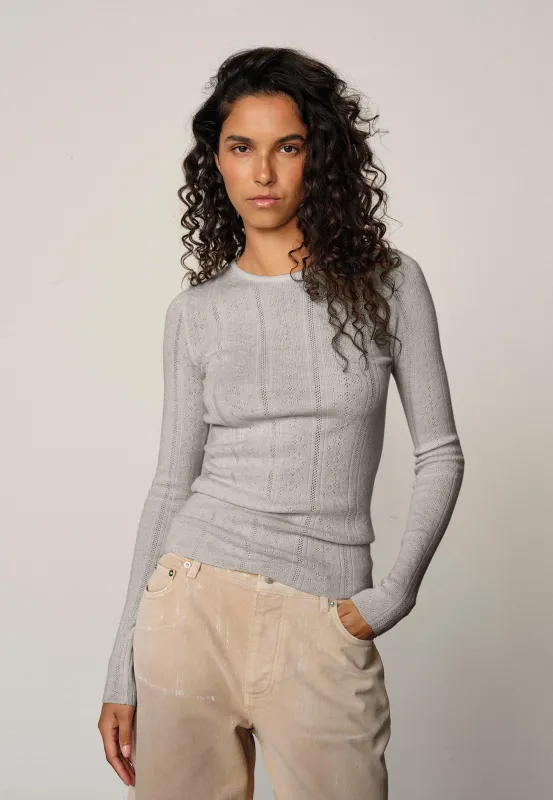 Camb Knit Blouse - Grey Melange sold by Birgitte Herskind