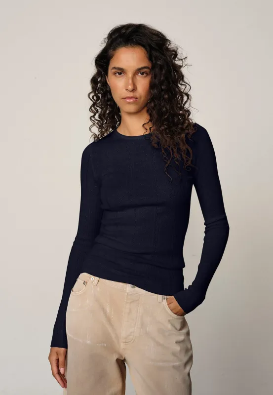 Camb Knit Blouse - Navy sold by Birgitte Herskind