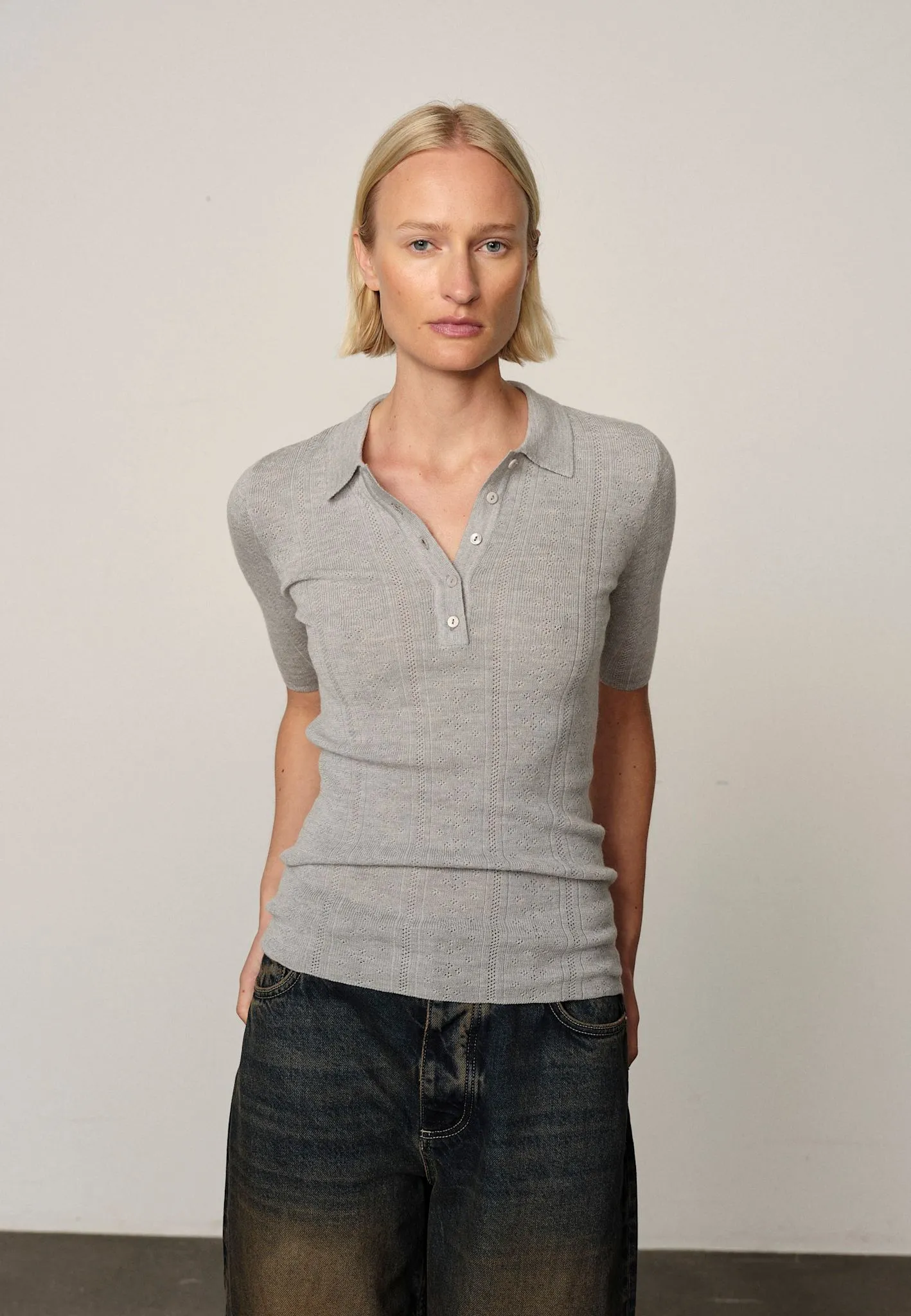 Cyenna Knit Blouse - Grey Melange sold by Birgitte Herskind