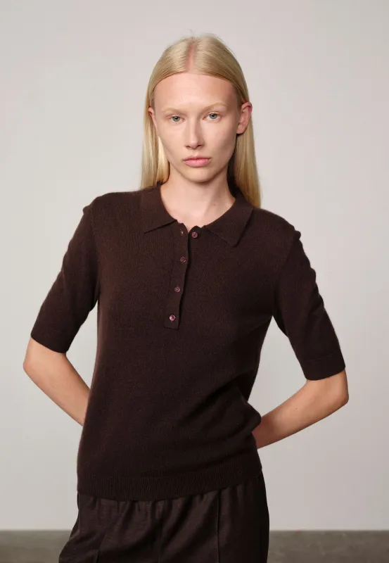 Alberto Knit Polo Blouse - Java Brown sold by Birgitte Herskind