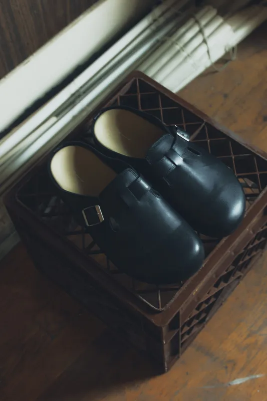 The Leather Buckle Clog sold by Common Market