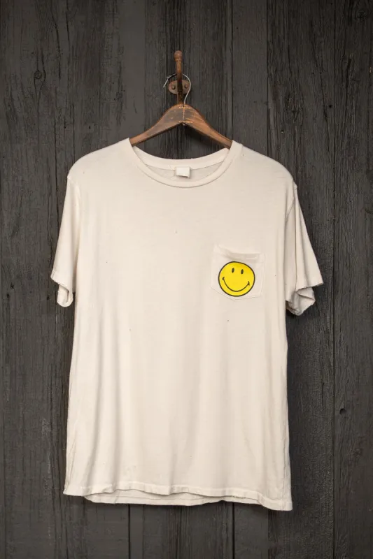 SMILEY BE HAPPY '90S FIT POCKET TEE sold by MadeWorn