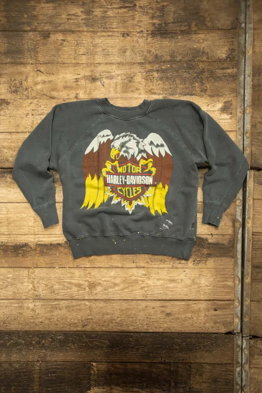 HARLEY DAVIDSON EAGLE CREST SHRUNKEN SWEATSHIRT sold by MadeWorn