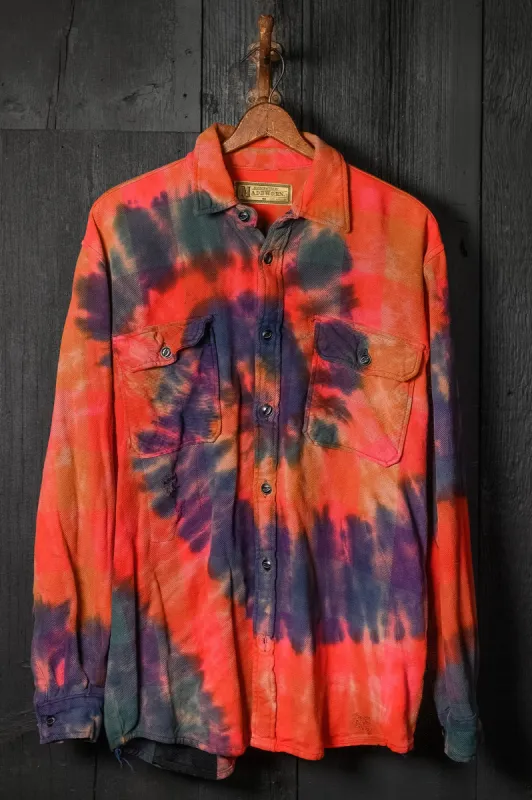MADE WORN TIE DYE COTTON CASHMERE RED FLANNEL sold by MadeWorn