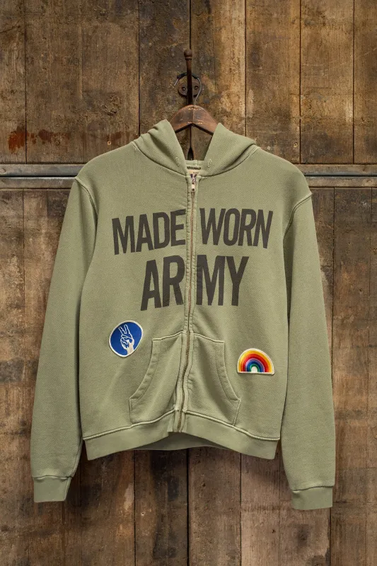 MADEWORN ARMY ZIP HOODIE sold by MadeWorn